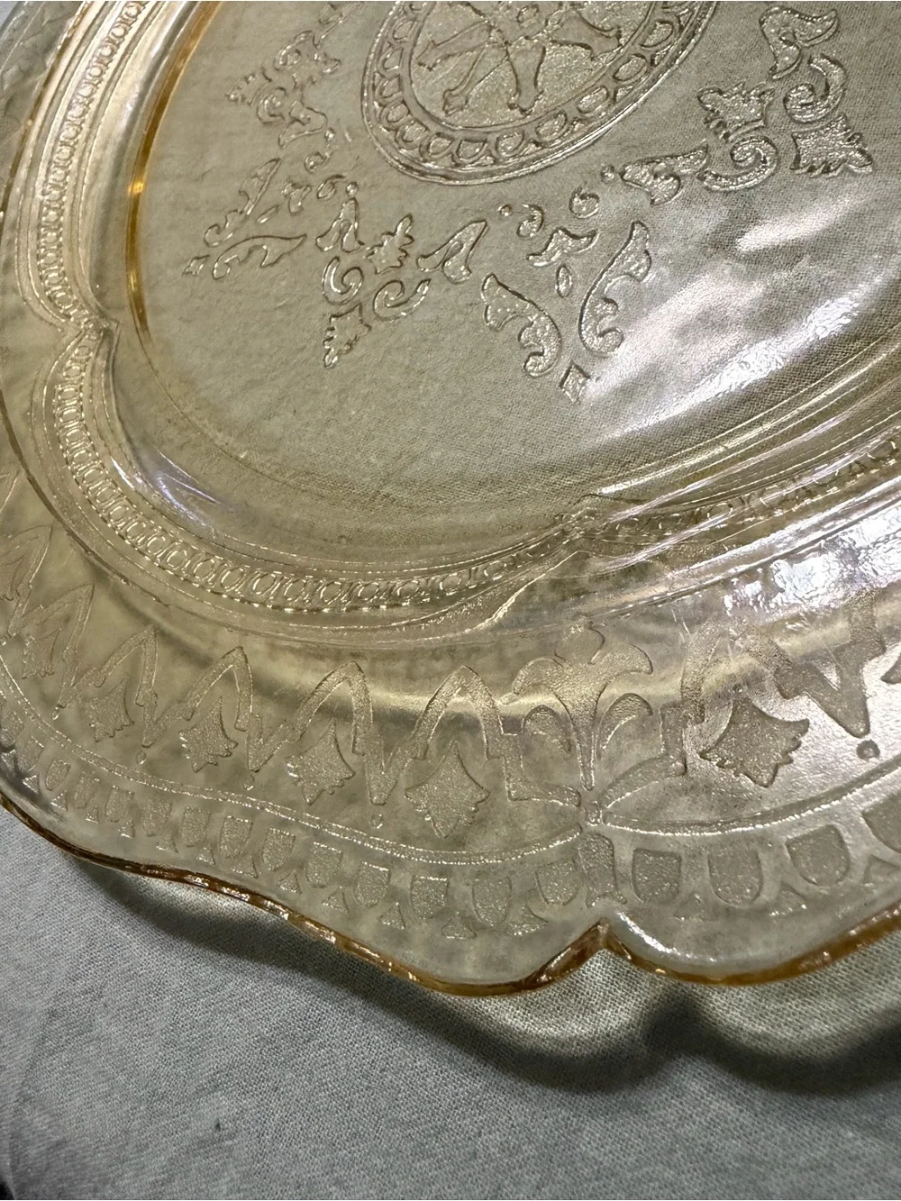 Fall Yellow Depression Glass Serving or Cake Plate
